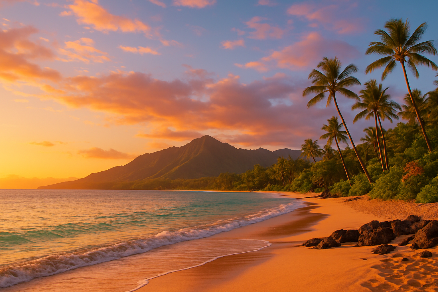 Tropical sunset beach background